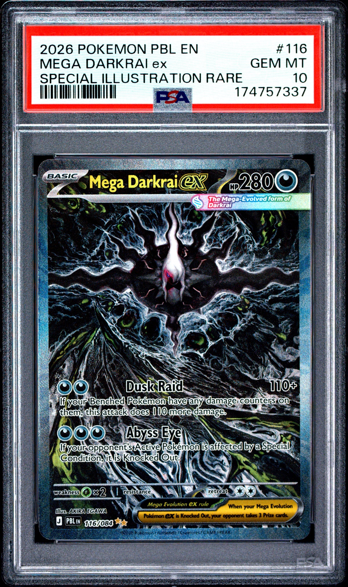2026 POKEMON PBL EN-PITCH BLACK MEGA DARKRAI ex SPECIAL ILLUSTRATION RARE #116 PSA 10 - Front