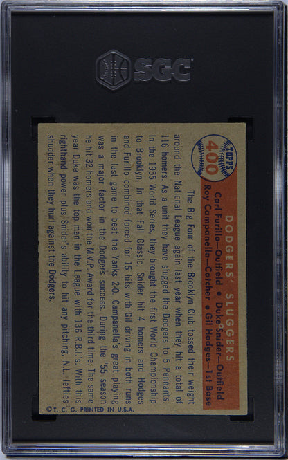1957 Topps Dodgers Sluggers #400 SGC 5 - Back