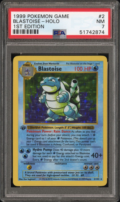 1999 POKEMON GAME BLASTOISE-HOLO 1ST EDITION #2 PSA 7 - Front