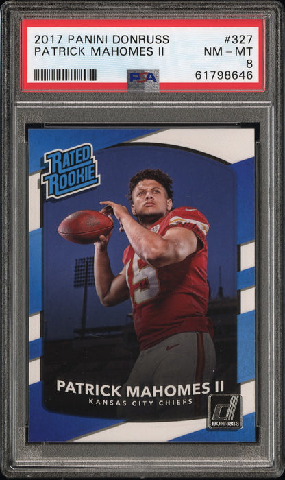 2017 PANINI DONRUSS PATRICK MAHOMES II #327 PSA 8 - Front
