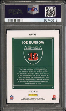 2020 PANINI DONRUSS OPTIC DOWNTOWN JOE BURROW DOWNTOWN #DT40 PSA 10 - Back