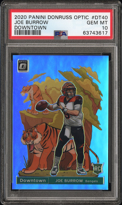 2020 PANINI DONRUSS OPTIC DOWNTOWN JOE BURROW DOWNTOWN #DT40 PSA 10 - Front