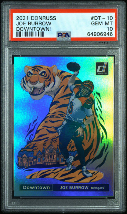 2021 PANINI DONRUSS DOWNTOWN JOE BURROW DOWNTOWN! #DT-10 PSA 10 - Front