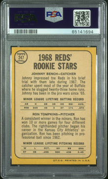 1968 TOPPS REDS ROOKIES J.BENCH/R.TOMPKINS #247 PSA 7 - Back