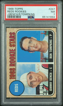 1968 TOPPS REDS ROOKIES J.BENCH/R.TOMPKINS #247 PSA 7 - Front
