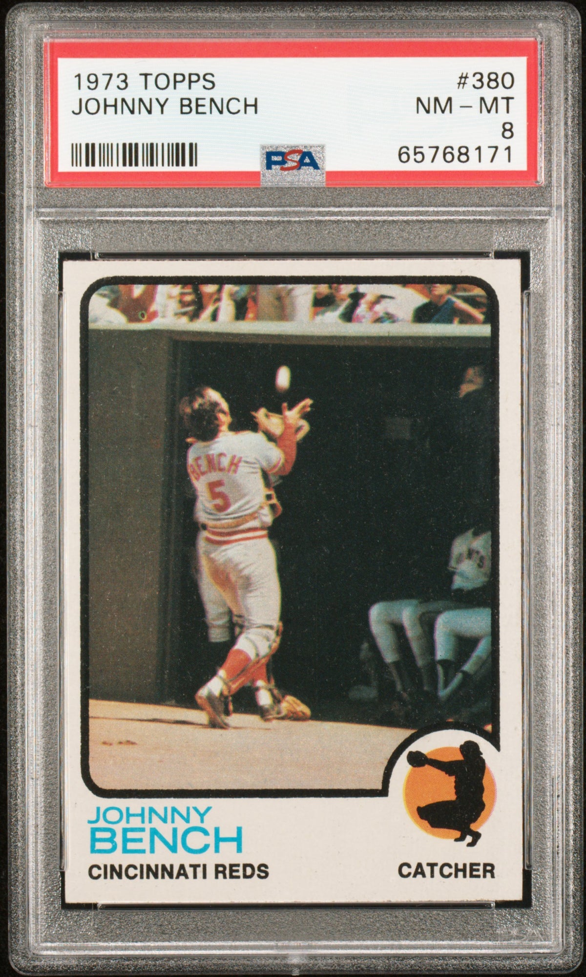 1973 TOPPS JOHNNY BENCH #380 PSA 8 - Front
