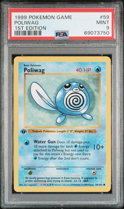 1999 POKEMON GAME POLIWAG 1ST EDITION #59 PSA 9 - Front