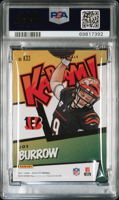 2021 PANINI ABSOLUTE KABOOM! JOE BURROW KABOOM! #K33 PSA 9 - Back