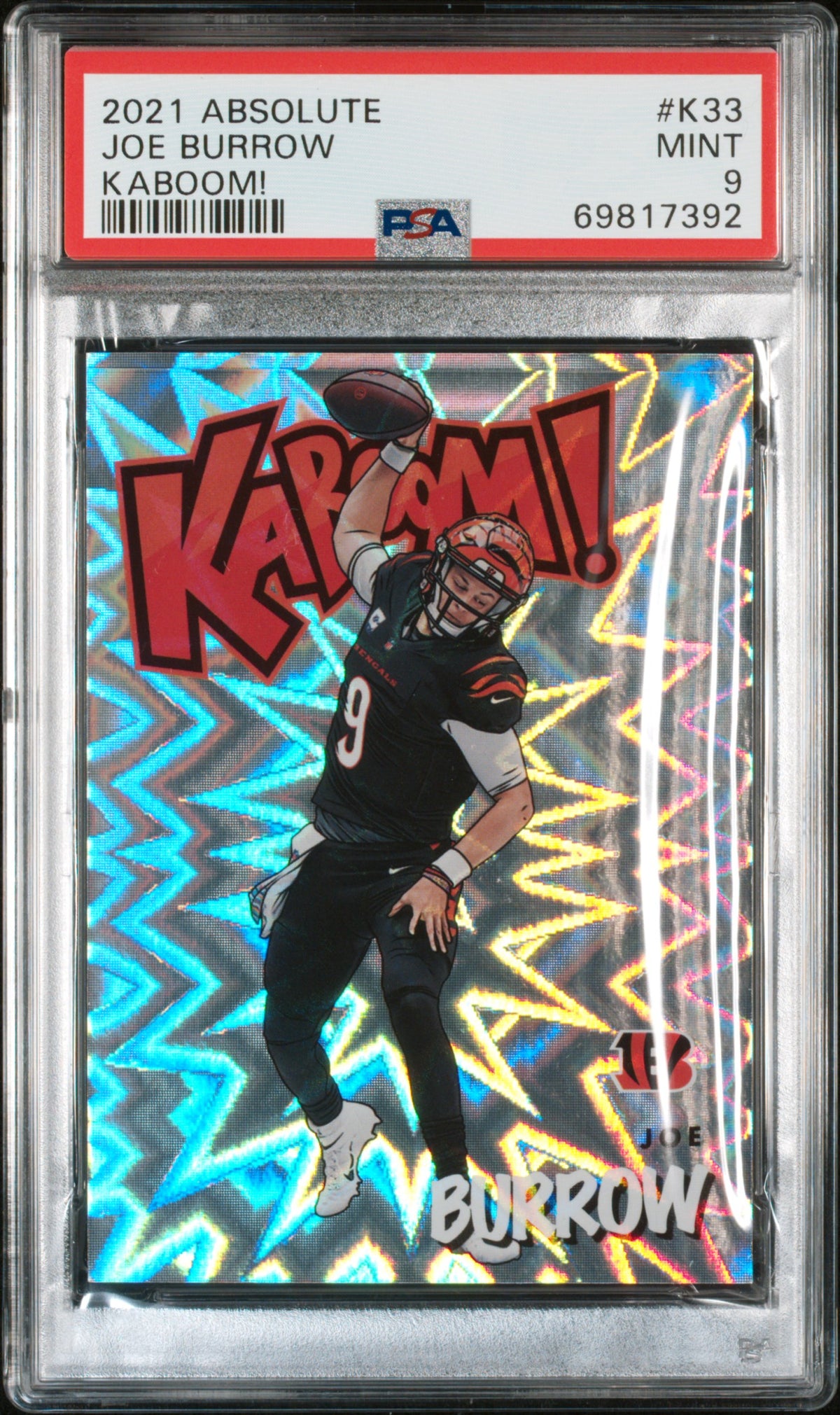 2021 PANINI ABSOLUTE KABOOM! JOE BURROW KABOOM! #K33 PSA 9 - Front