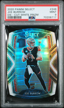 2020 PANINI SELECT JOE BURROW DIE-CUT WHITE PRIZM #246 PSA 9 - Front