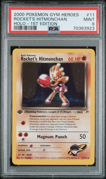 2000 POKEMON GYM HEROES ROCKET'S HITMONCHAN HOLO-1ST EDITION #11 PSA 9 - Front