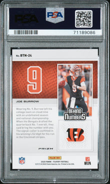 2020 PANINI PLAYOFF BEHIND THE NUMBERS JOE BURROW BEHIND/NUMBERS-PINK #BTN24 PSA 10 - Back