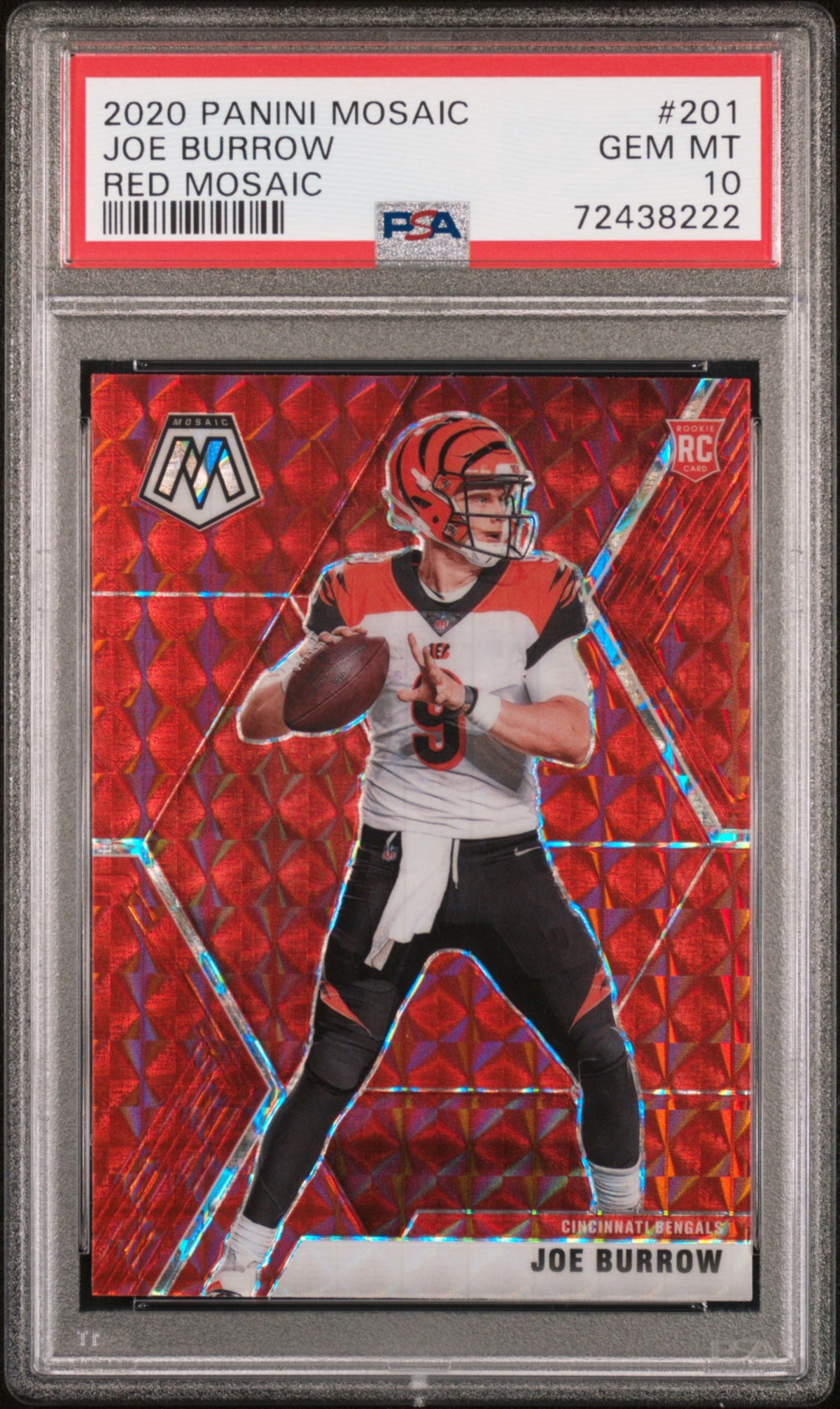 2020 PANINI MOSAIC JOE BURROW RED MOSAIC #201 PSA 10 - Front
