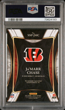 2021 PANINI SELECT SELECT SIGNATURES PRIZM Ja’MARR CHASE SELECT SIGNATURE PRIZM #SSPJMC PSA 10 - Back