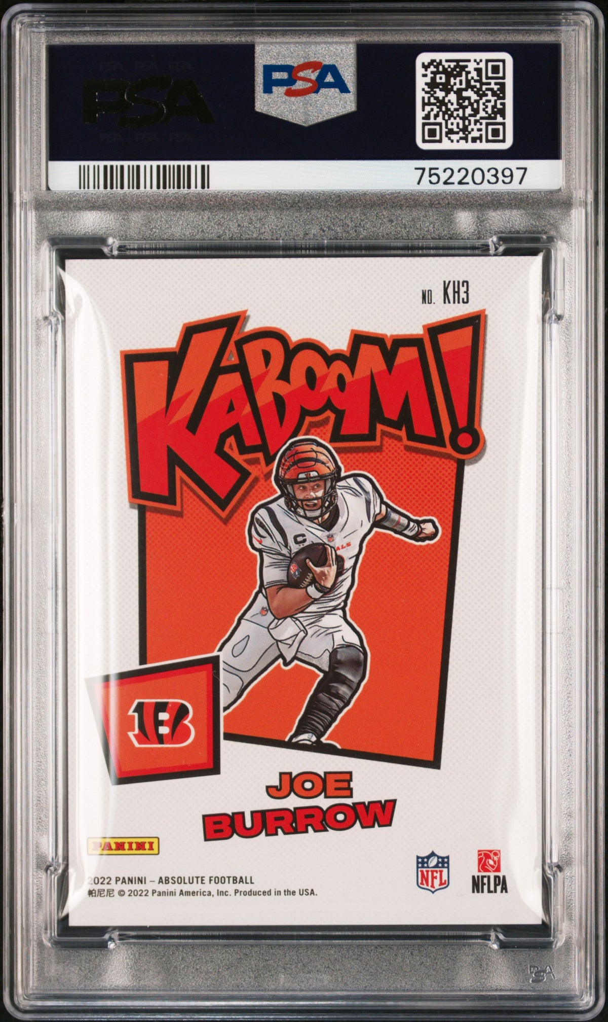 2022 PANINI ABSOLUTE KABOOM! HORIZONTAL JOE BURROW KABOOM! HORIZONTAL #KH3 PSA 9 - Back