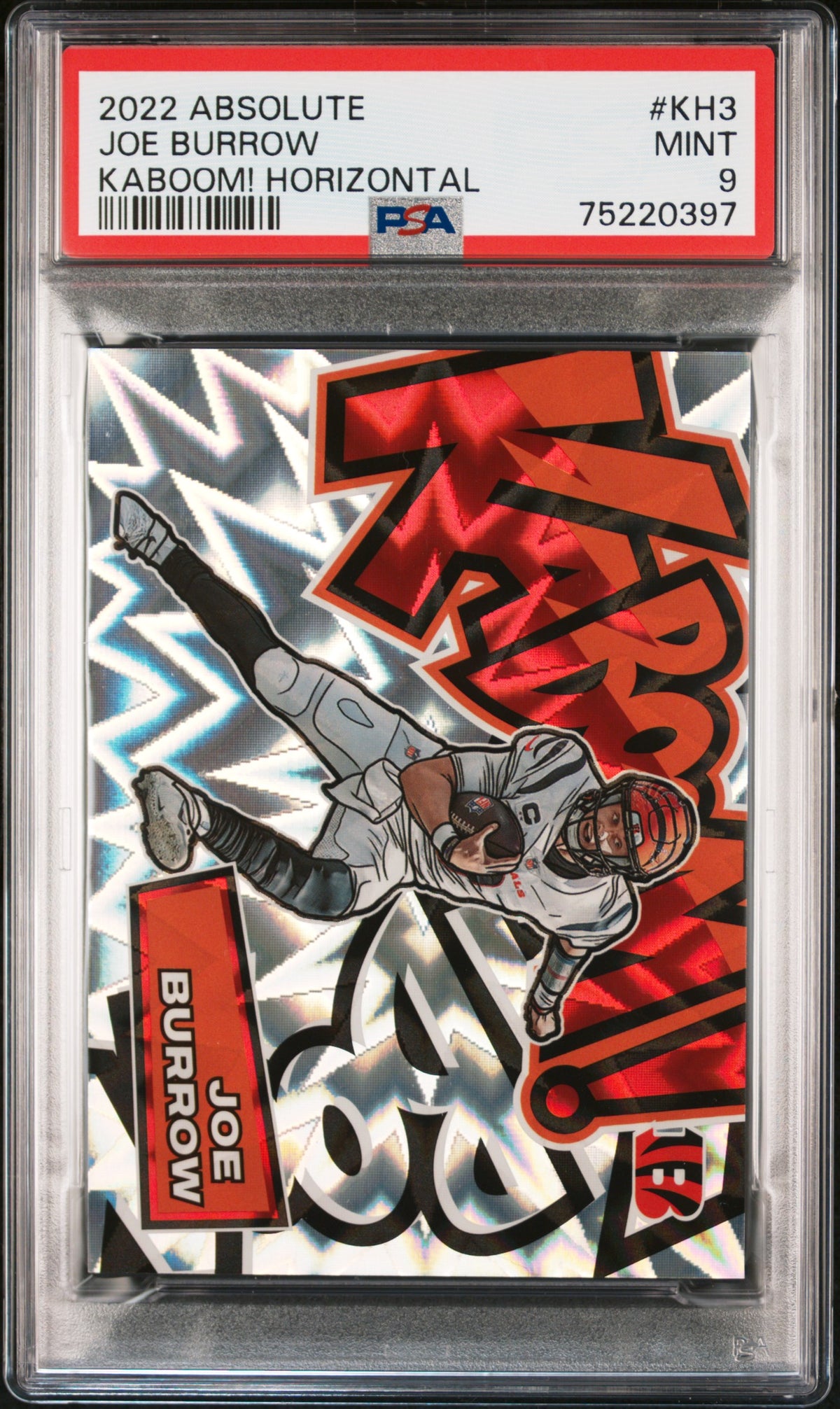 2022 PANINI ABSOLUTE KABOOM! HORIZONTAL JOE BURROW KABOOM! HORIZONTAL #KH3 PSA 9 - Front