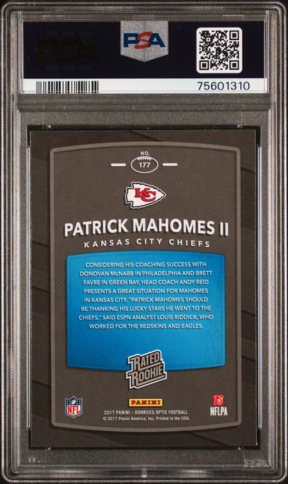 2017 PANINI DONRUSS OPTIC PATRICK MAHOMES II #177 PSA 10 - Back