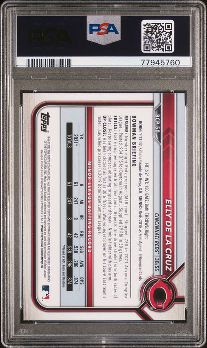 2022 BOWMAN CHROME PROSPECTS ELLY DE LA CRUZ CHROME PROSPECTS #BCP50 PSA 9 - Back