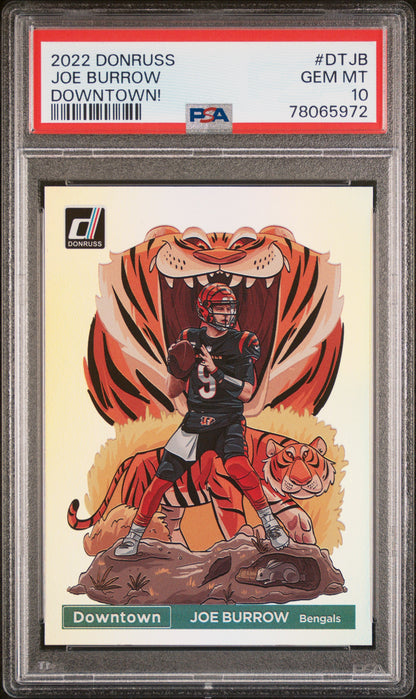 2022 PANINI DONRUSS DOWNTOWN JOE BURROW DOWNTOWN! #DTJB PSA 10 - Front