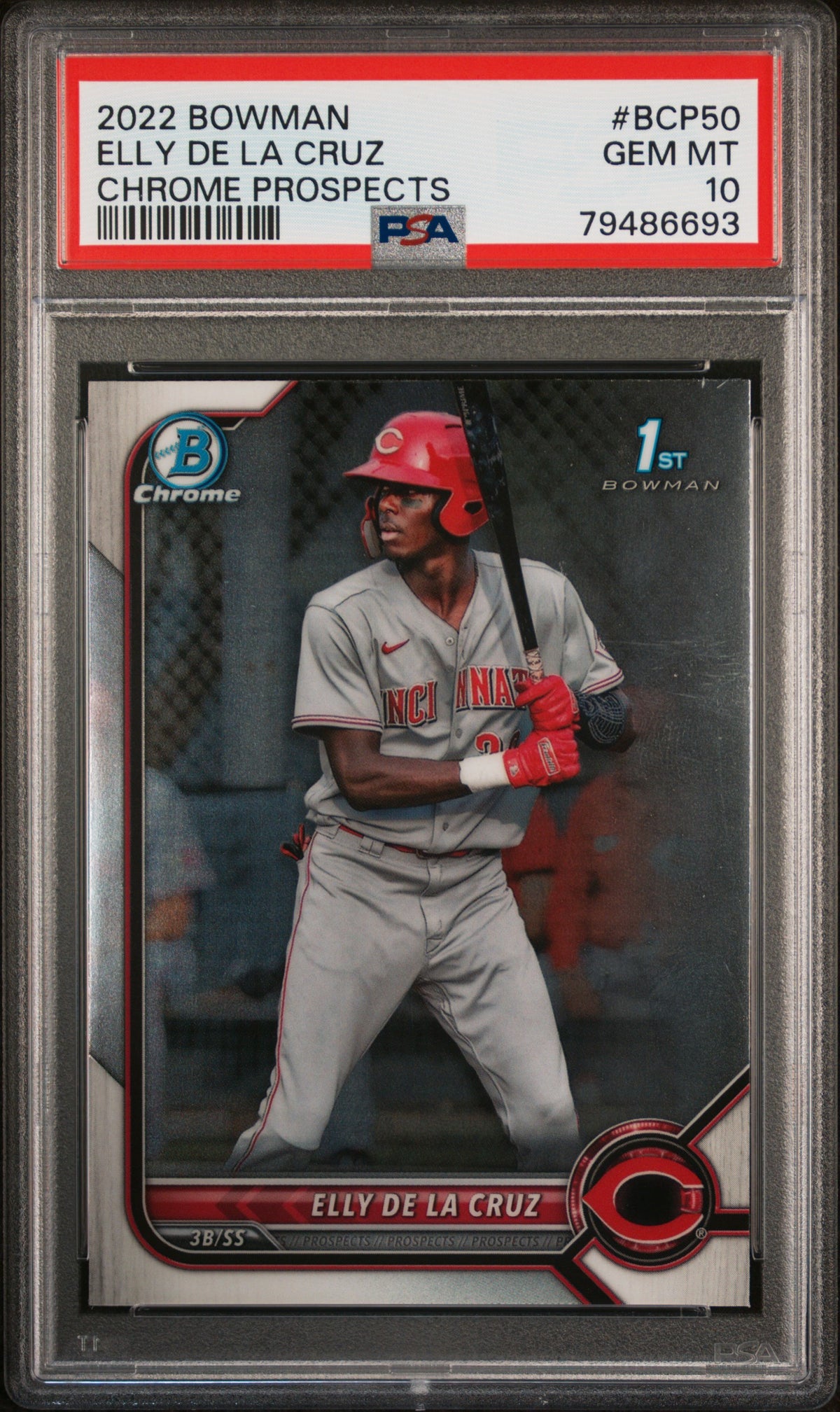 2022 BOWMAN CHROME PROSPECTS ELLY DE LA CRUZ CHROME PROSPECTS #BCP50 PSA 10 - Front