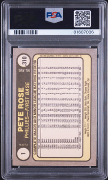 1981 FLEER PETE ROSE #1 PSA 9 - Back