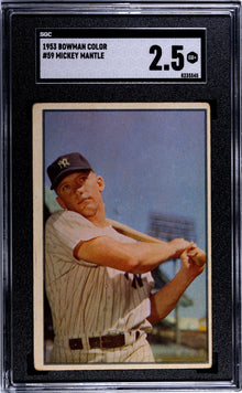 1953 Bowman Color Mickey Mantle #59 SGC 2.5 - Front