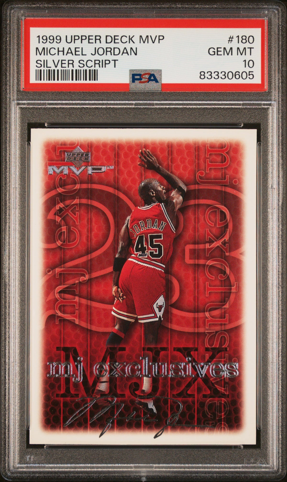 1999 UPPER DECK MVP MICHAEL JORDAN SILVER SCRIPT #180 PSA 10 - Front