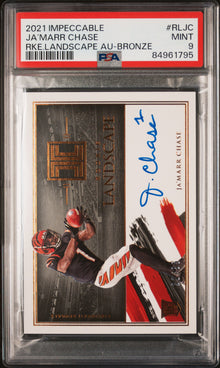 2021 PANINI IMPECCABLE ROOKIE LANDSCAPE AUTOGRAPHS Ja’MARR CHASE RKE.LANDSCAPE AU-BRONZE #RLJC PSA 9 - Front