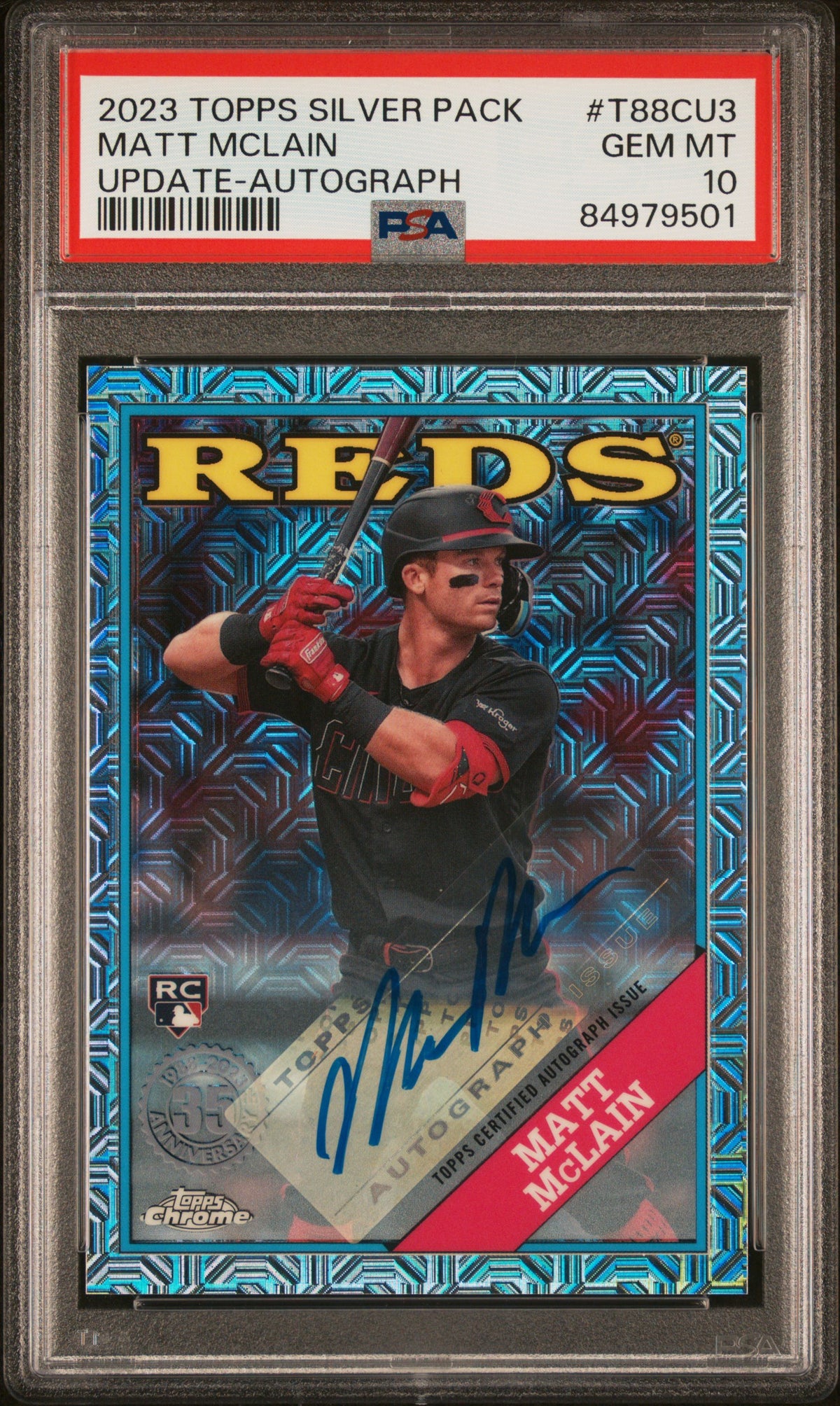 2023 TOPPS SILVER PACK 1988 CHROME PROMO MATT MCLAIN UPDATE-AUTOGRAPH #T88CU3 PSA 10 - Front