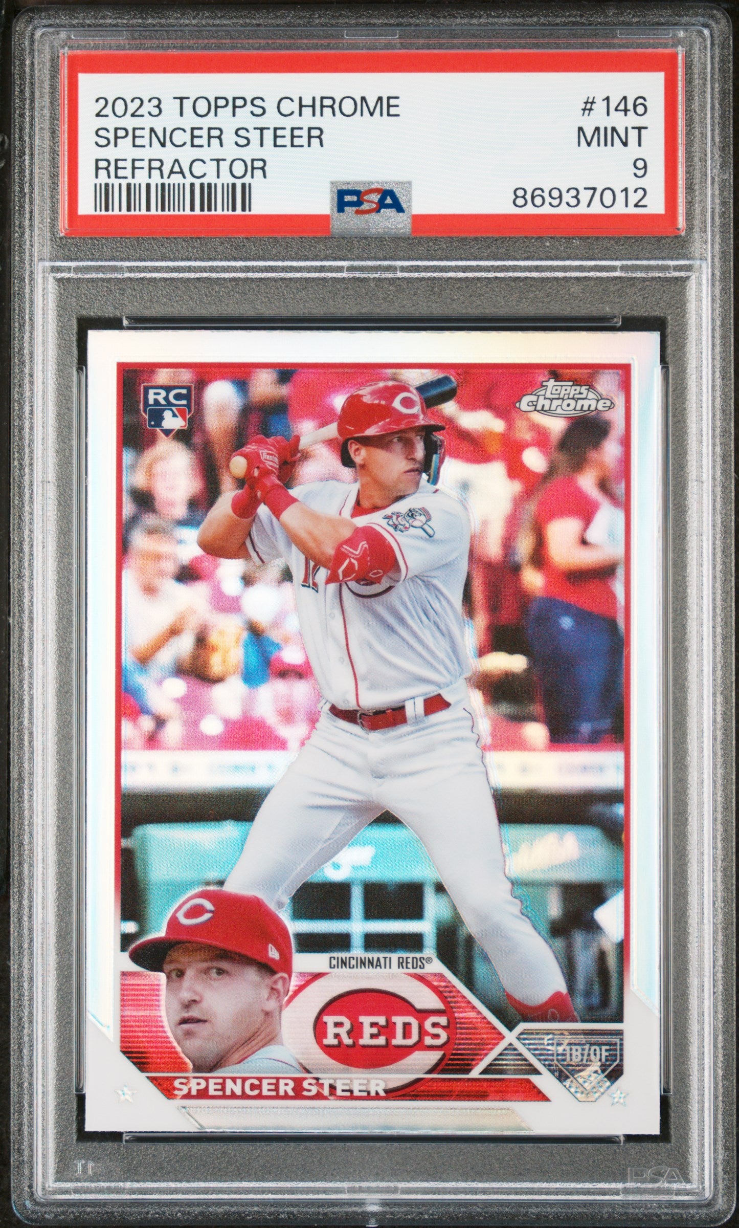 2023 TOPPS CHROME SPENCER STEER REFRACTOR #146 PSA 9 - Front