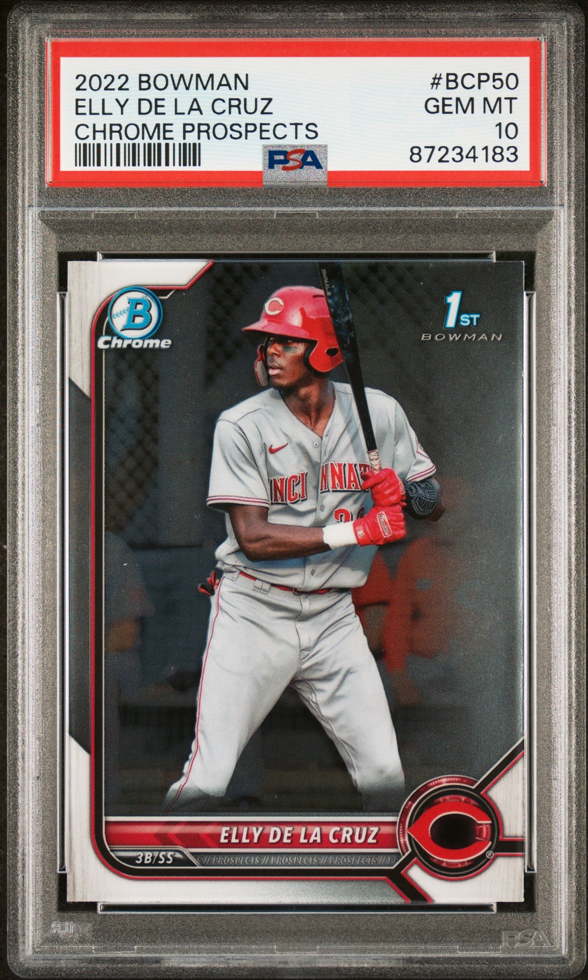 2022 BOWMAN CHROME PROSPECTS ELLY DE LA CRUZ CHROME PROSPECTS #BCP50 PSA 10 - Front