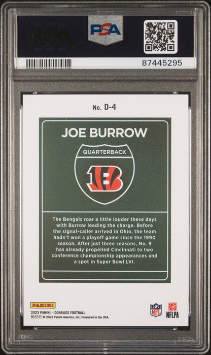 2023 PANINI DONRUSS DOWNTOWN! JOE BURROW #D4 PSA 10 - Back