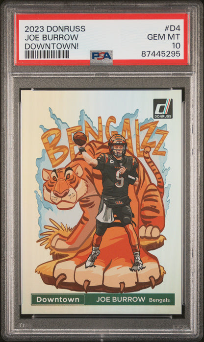 2023 PANINI DONRUSS DOWNTOWN! JOE BURROW #D4 PSA 10 - Front