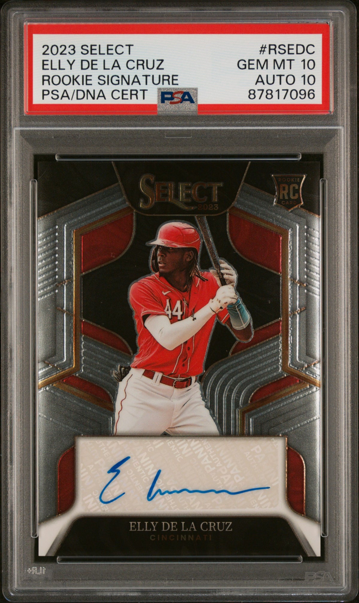 2023 PANINI SELECT ROOKIE SIGNATURE ELLY DE LA CRUZ #RSEDC PSA 10/GEM MT 10 - Front