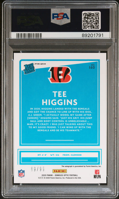 2020 PANINI DONRUSS OPTIC TEE HIGGINS AUTOGRAPH-HOLO #160 PSA 10/MINT 9 - Back