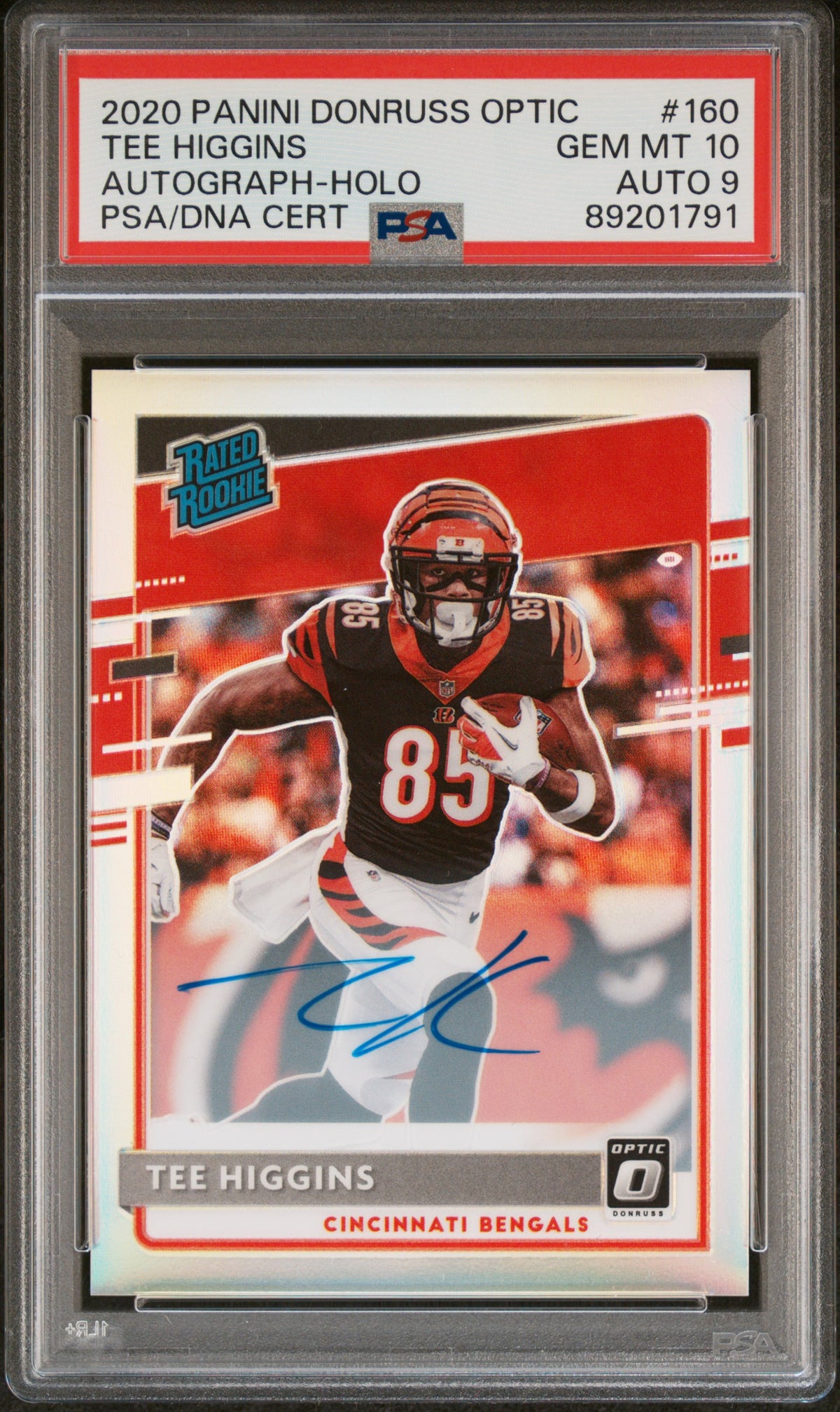 2020 PANINI DONRUSS OPTIC TEE HIGGINS AUTOGRAPH-HOLO #160 PSA 10/MINT 9 - Front