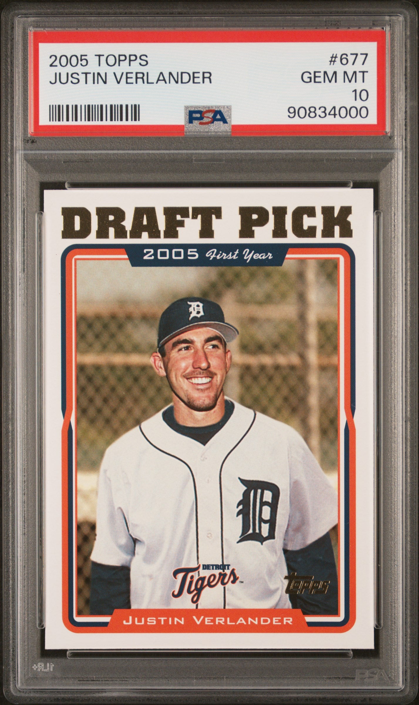 2005 TOPPS JUSTIN VERLANDER #677 PSA 10 - Front