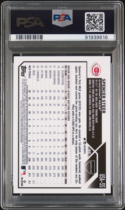 2023 TOPPS CHROME UPDATE SAPPHIRE EDITION AUTOGRAPH SPENCER STEER #SS PSA 10 - Back