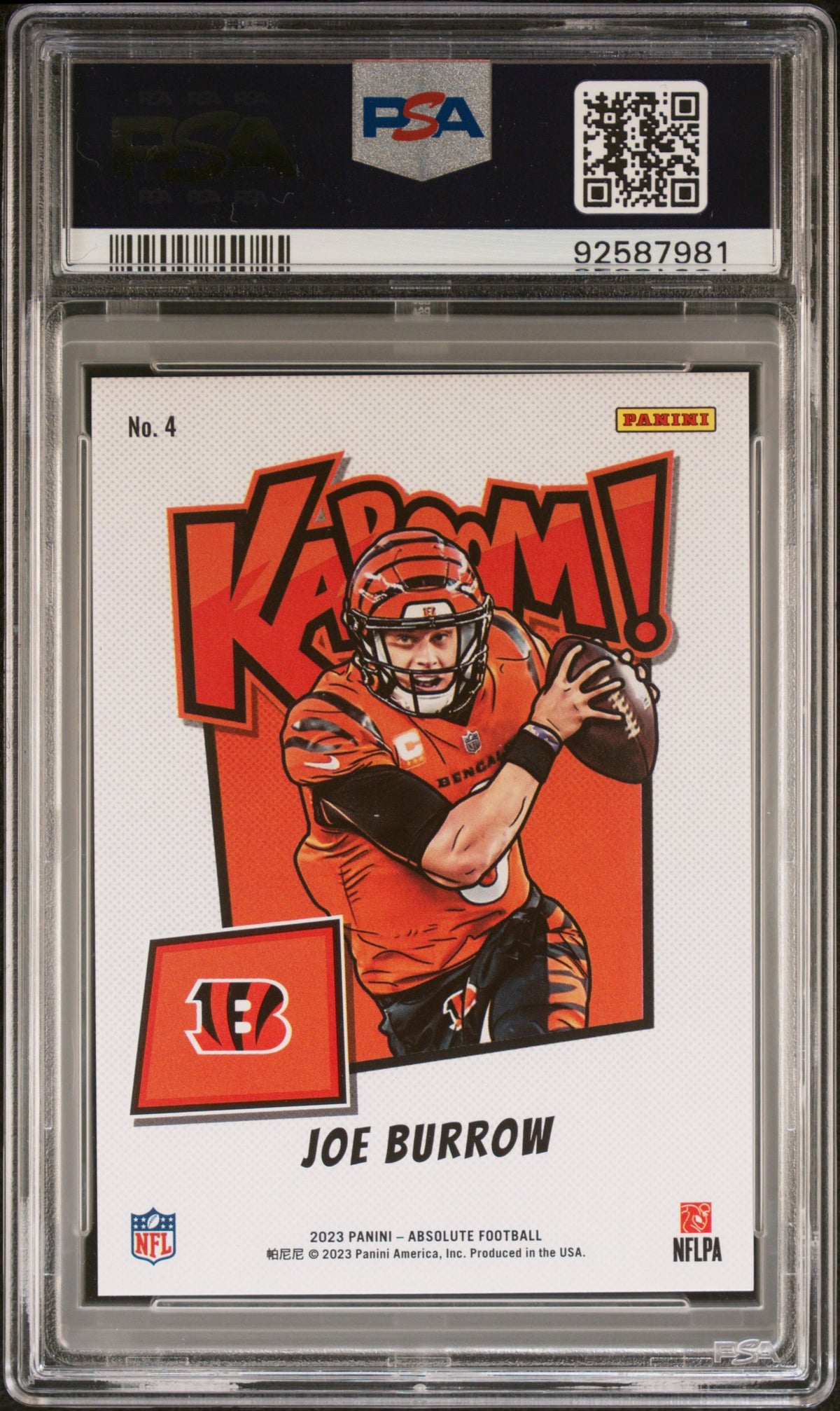 2023 PANINI ABSOLUTE KABOOM! HORIZONTAL JOE BURROW #4 PSA 10 - Back