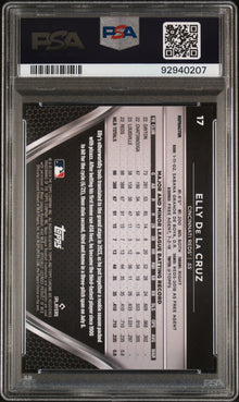 2024 TOPPS CHROME BLACK ELLY DE LA CRUZ REFRACTOR #17 PSA 10 - Back