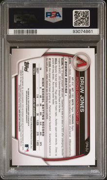 2023 BOWMAN CHROME PROSPECT AUTOGRAPHS DRUW JONES CHR PRSPCT AU-GREEN #CPADJ PSA 8/GEM MT 10 - Back