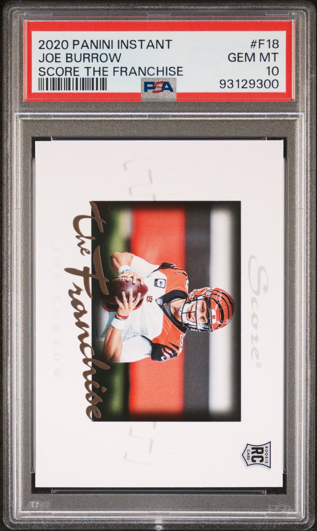 2020 PANINI INSTANT SCORE THE FRANCHISE JOE BURROW SCORE THE FRANCHISE #F18 PSA 10 - Front