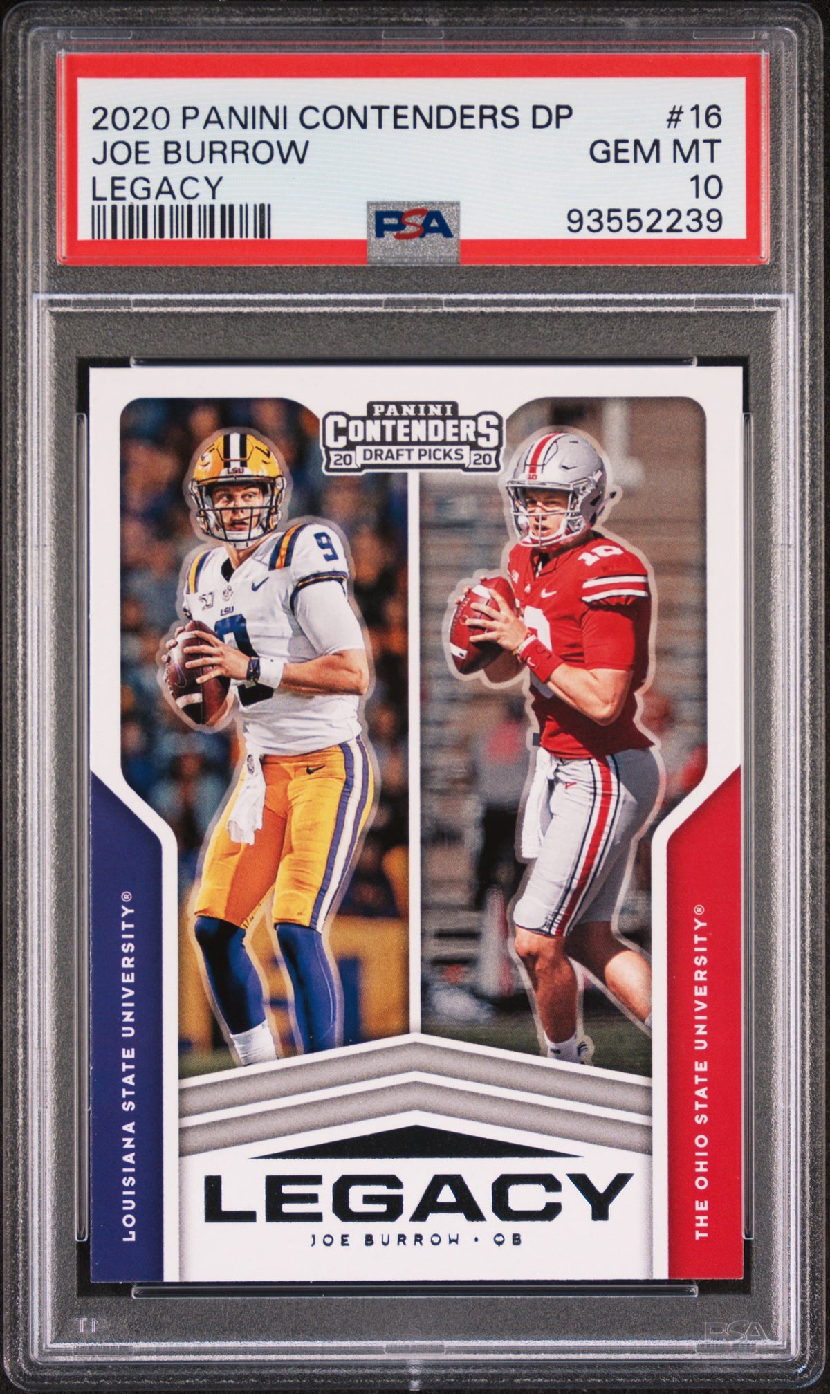 2020 PANINI CONTENDERS DRAFT PICKS LEGACY JOE BURROW LEGACY #16 PSA 10 - Front