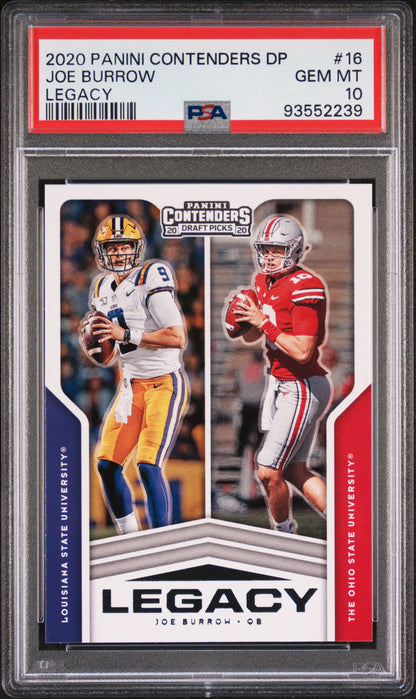 2020 PANINI CONTENDERS DRAFT PICKS LEGACY JOE BURROW LEGACY #16 PSA 10 - Front