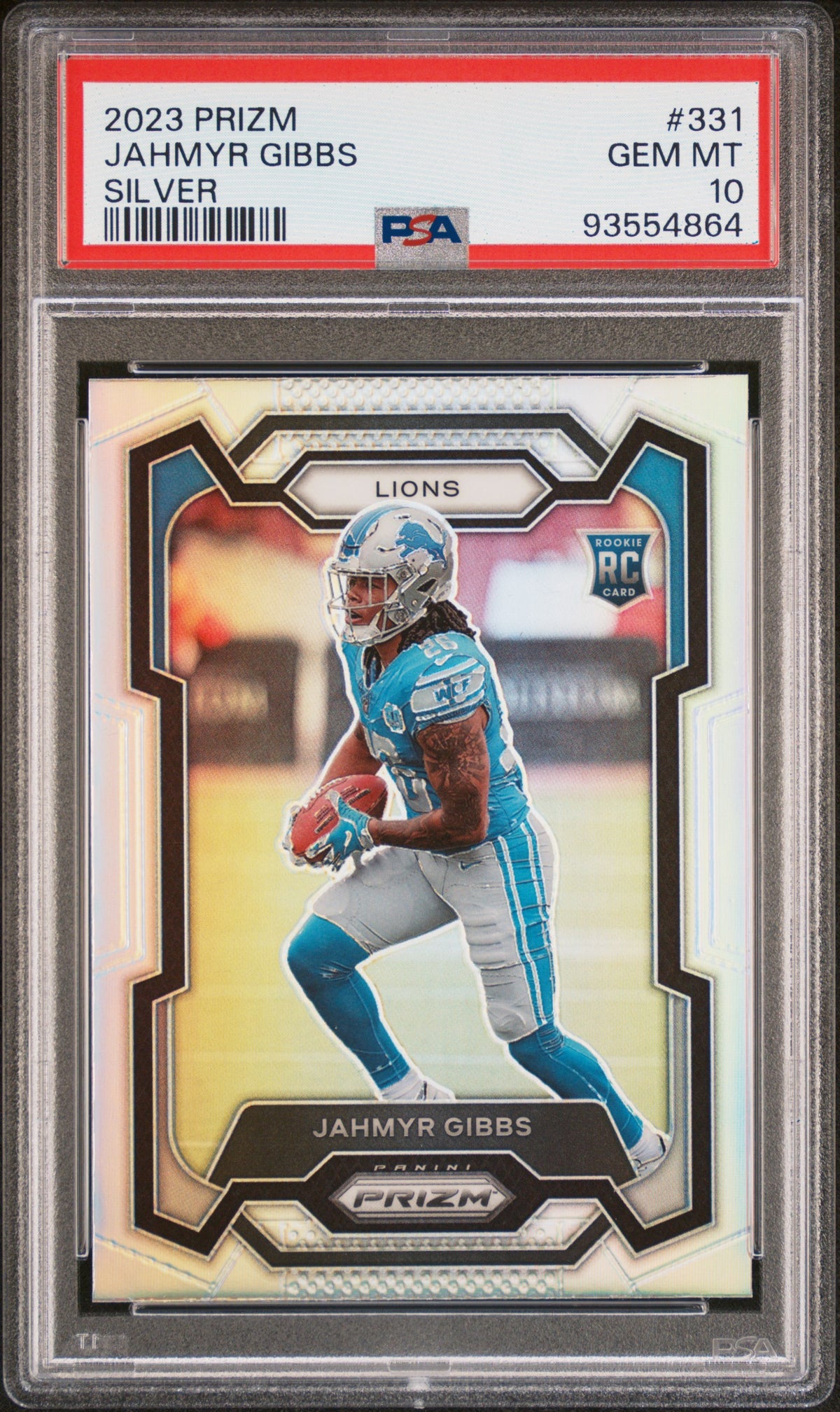 2023 PANINI PRIZM JAHMYR GIBBS SILVER PRIZM #331 PSA 10 - Front