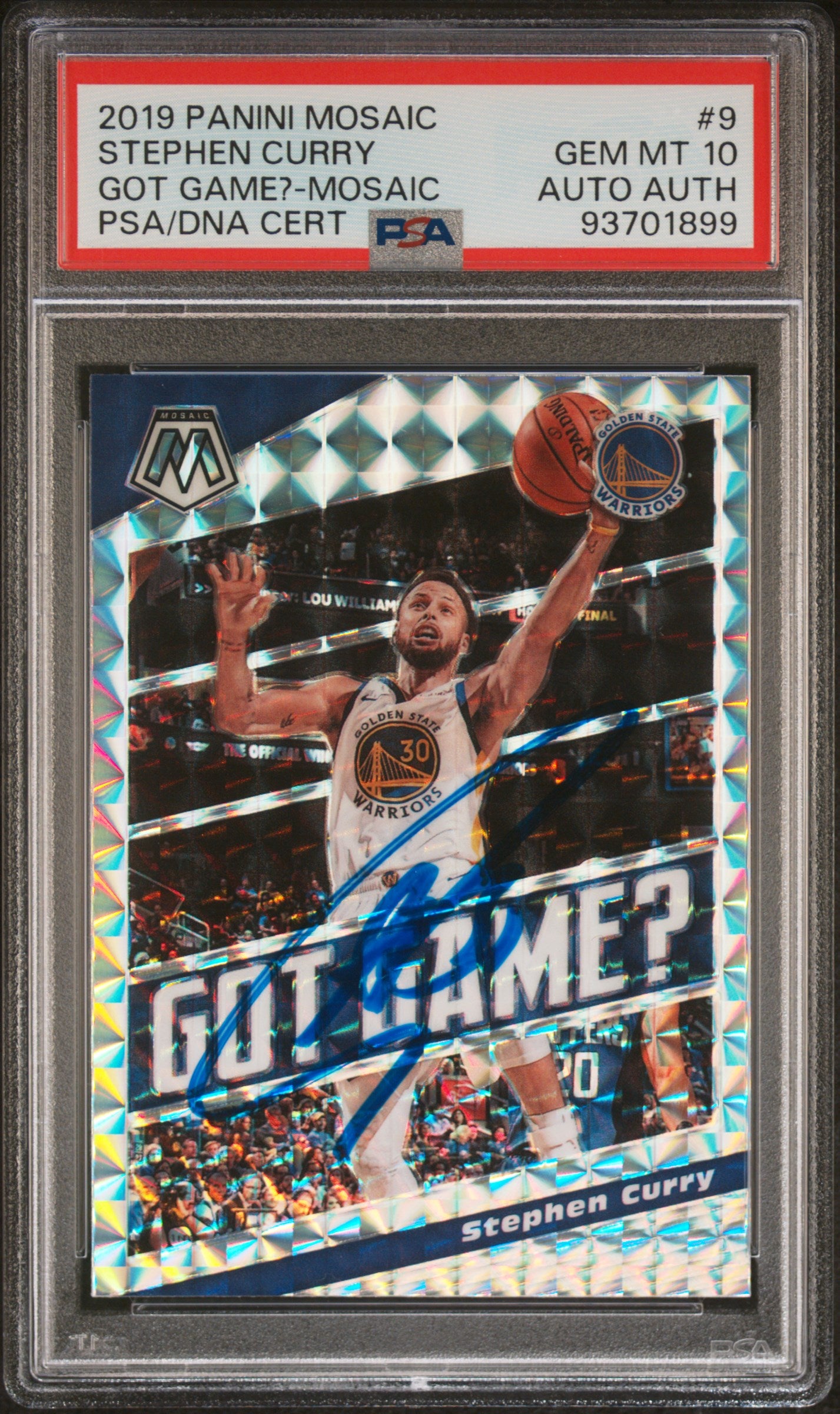 2019 PANINI MOSAIC GOT GAME? STEPHEN CURRY GOT GAME?-MOSAIC #9 PSA 10/AUTH - Front