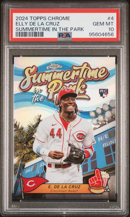 2024 TOPPS CHROME SUMMERTIME IN THE PARK ELLY DE LA CRUZ #4 PSA 10 - Front