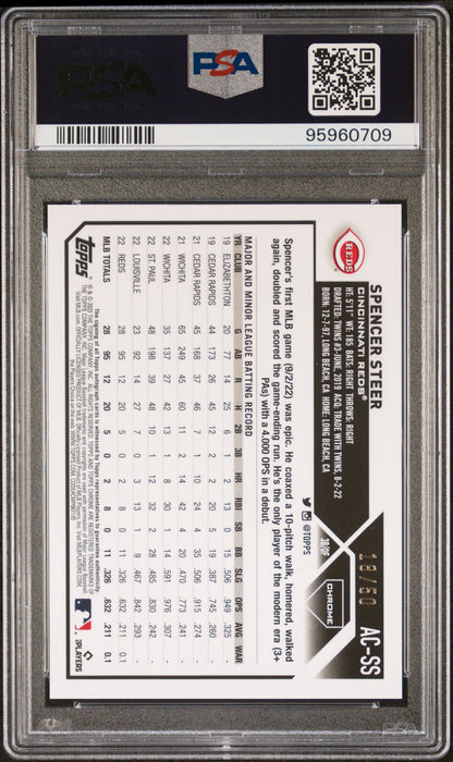 2023 TOPPS CHROME UPDATE AUTOGRAPH SPENCER STEER AUTOGRAPH-GOLD WAVE REF #ACSS PSA 10 - Back