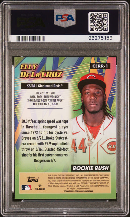 2024 TOPPS CHROME CHROME ALL ETCH ROOKIE RUSH ELLY DE LA CRUZ #1 PSA 10 - Back