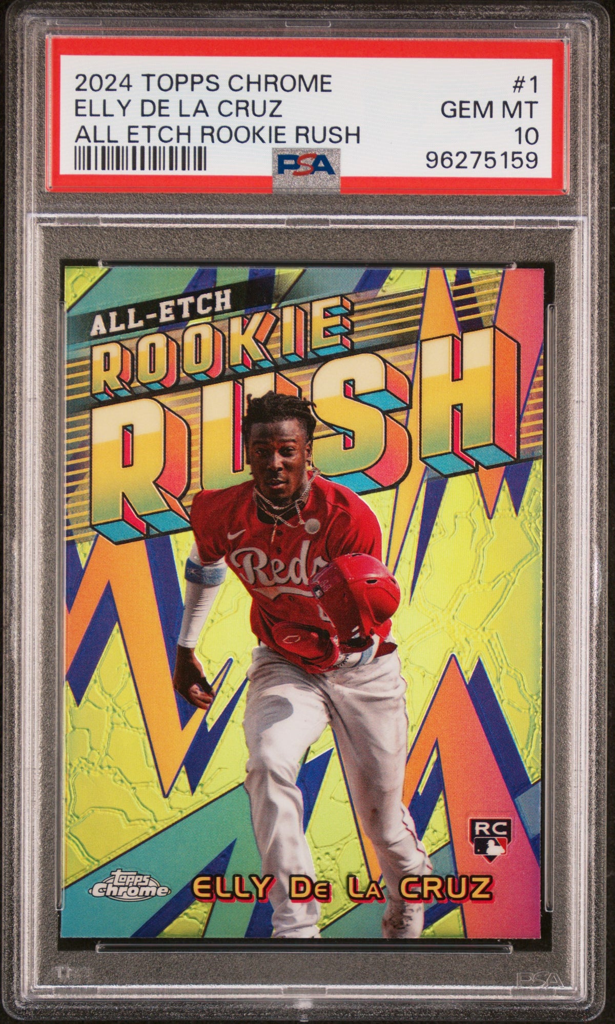2024 TOPPS CHROME CHROME ALL ETCH ROOKIE RUSH ELLY DE LA CRUZ #1 PSA 10 - Front